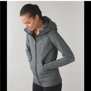 Gray Lululemon Scuba Zip-Up Hoodie.